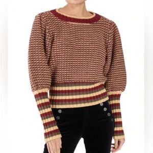 Ramy Brook Red and Cream Striped Sweater